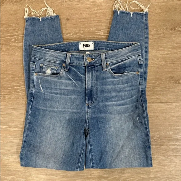 PAIGE Hoxton Ankle Skinny Jeans 28 Distressed Raw Hem - Picture 5 of 12